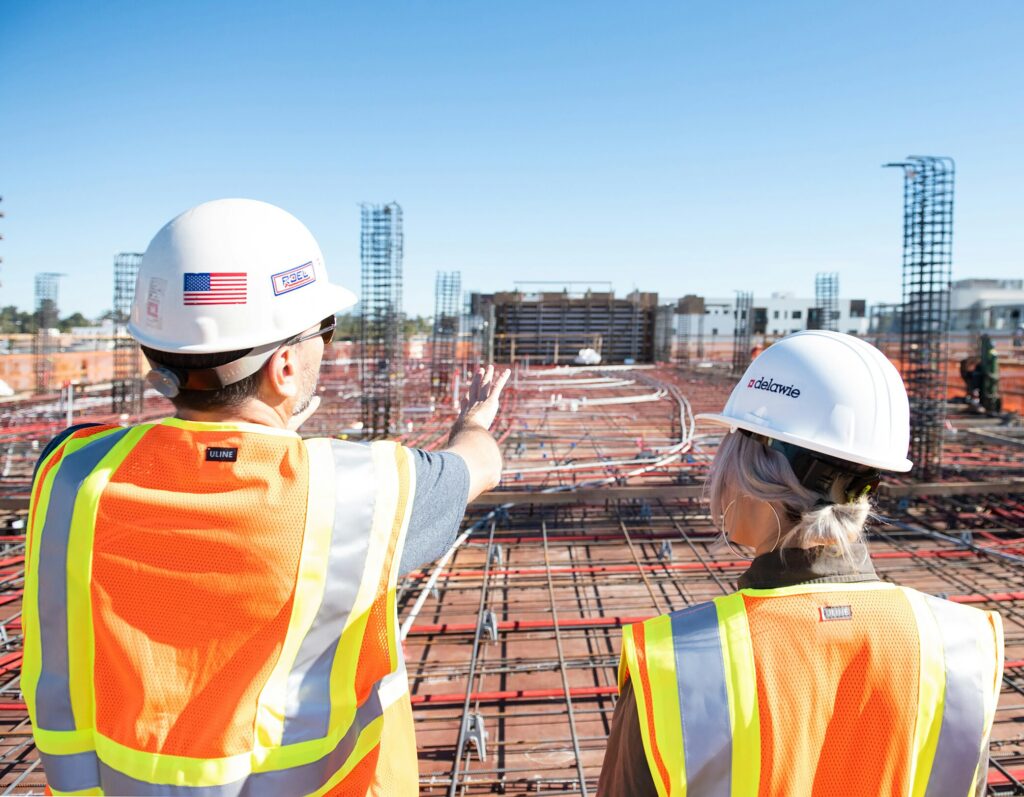 Inspecting the construction site layout