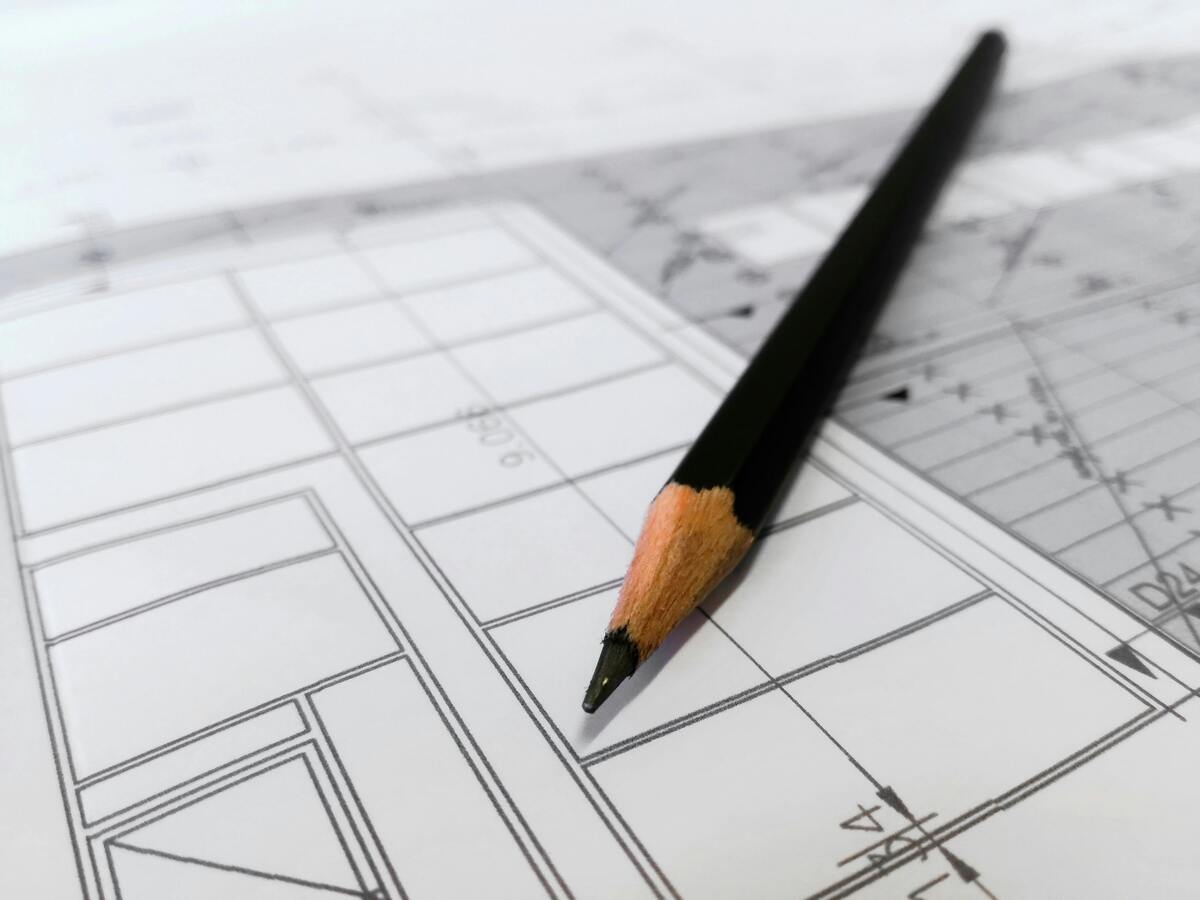 Unfinished construction site layout plan