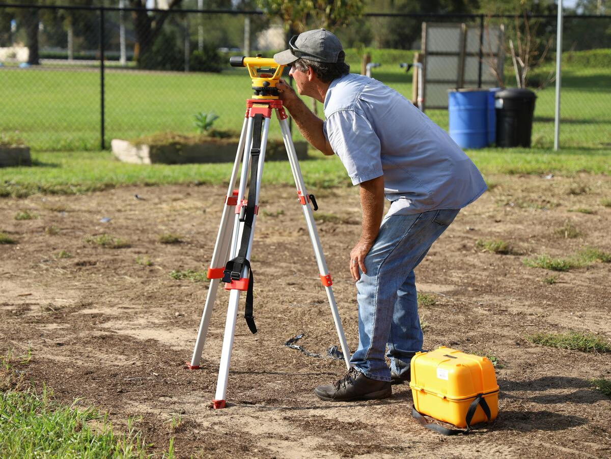 A construction expert doing his job