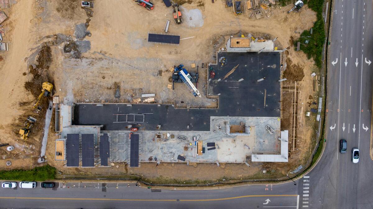 Aerial view of construction site