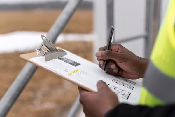 A person writing something on the document